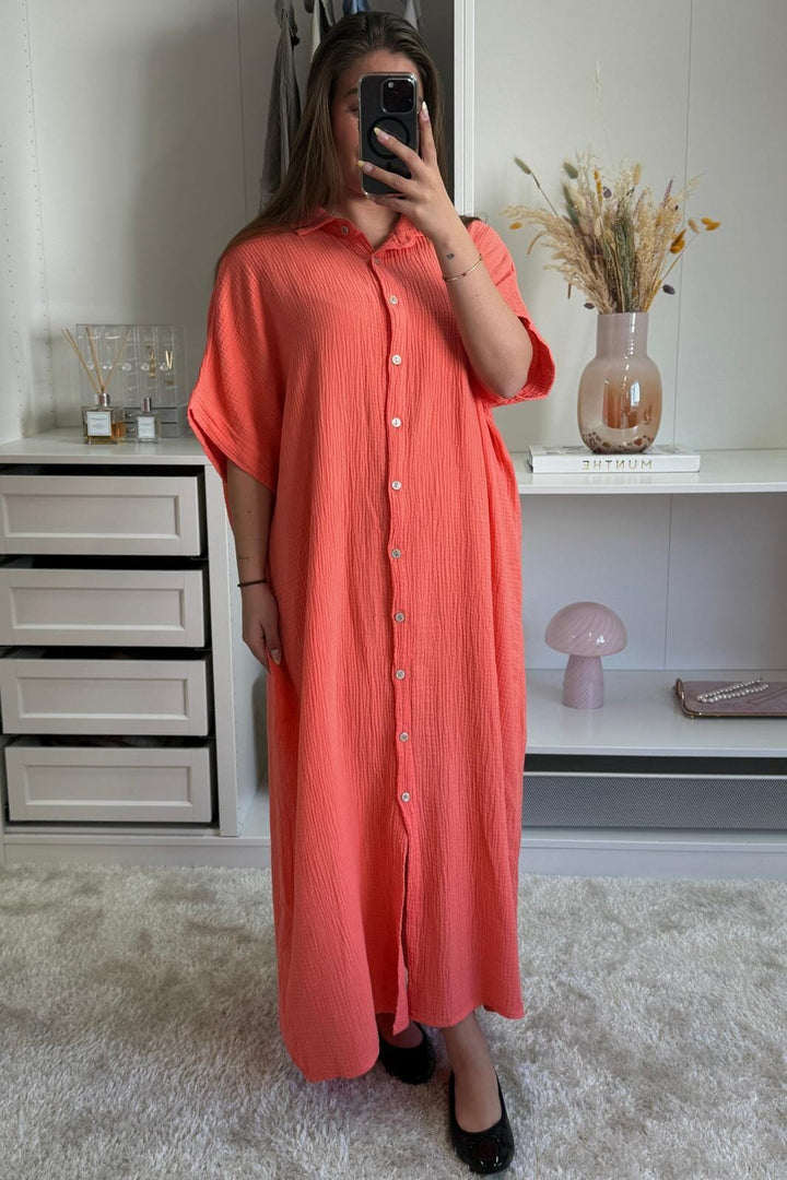 A-bee - Selma Dress - Coral Kjoler