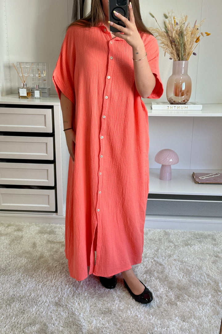A-bee - Selma Dress - Coral Kjoler