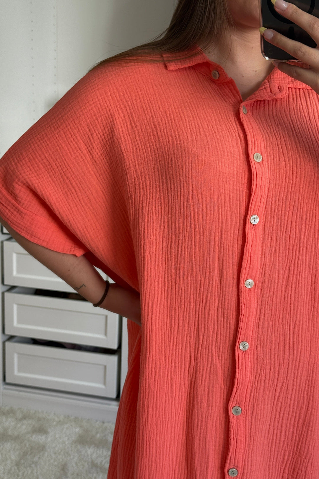 A-bee - Selma Dress - Coral Kjoler