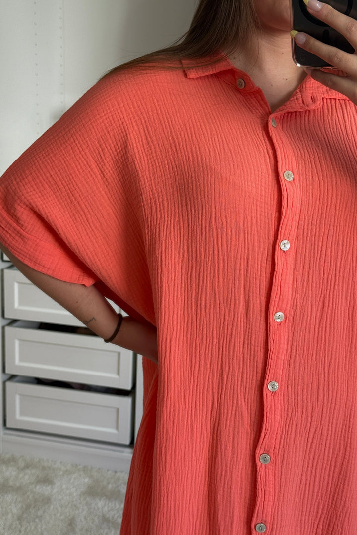 A-bee - Selma Dress - Coral Kjoler