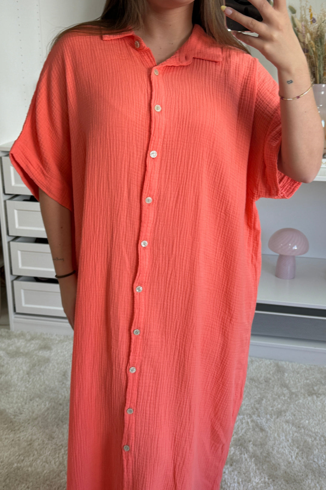 A-bee - Selma Dress - Coral Kjoler