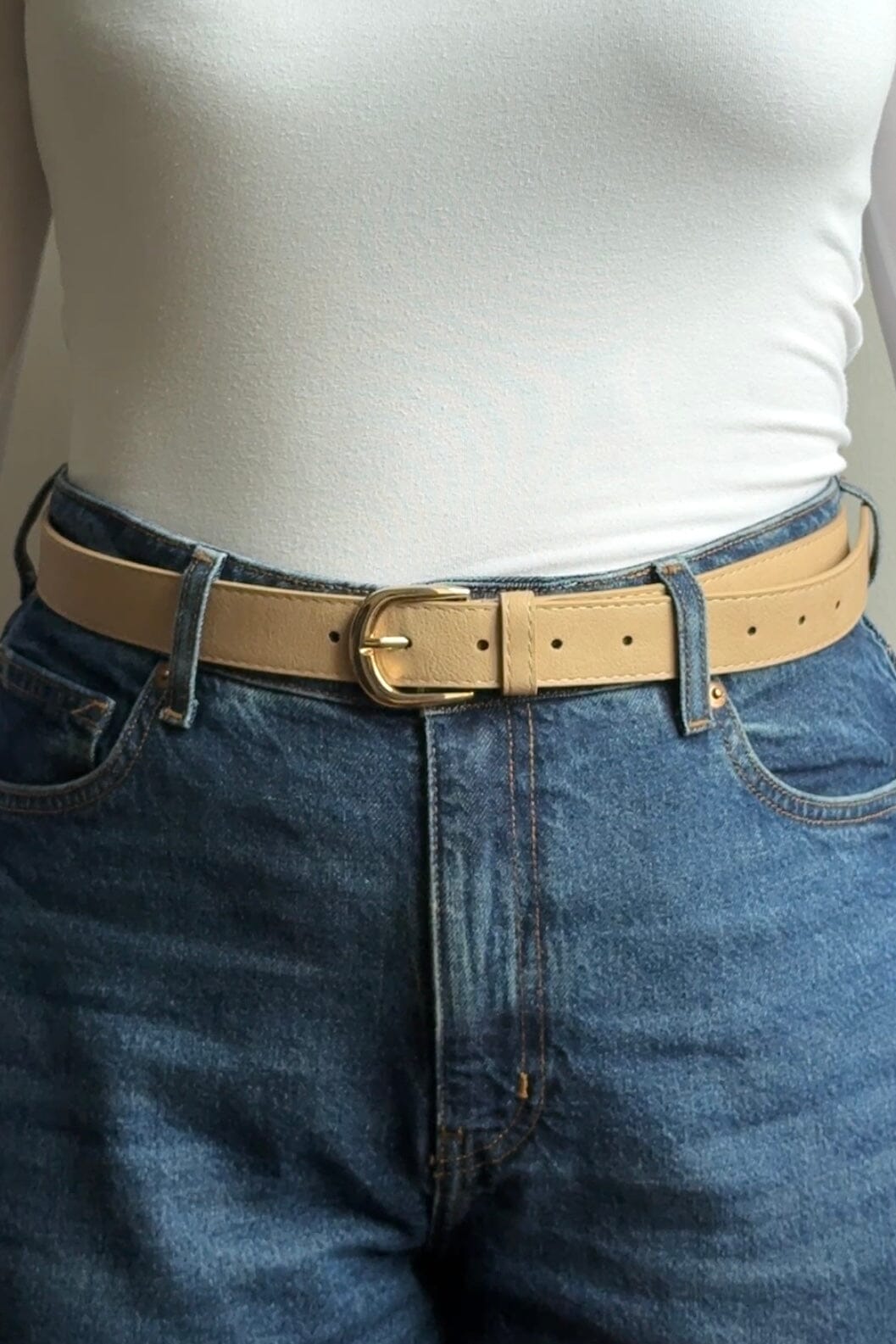Anobel Copenhagen - Women's Faux Leather Belt PSH151 - Beige Bælter