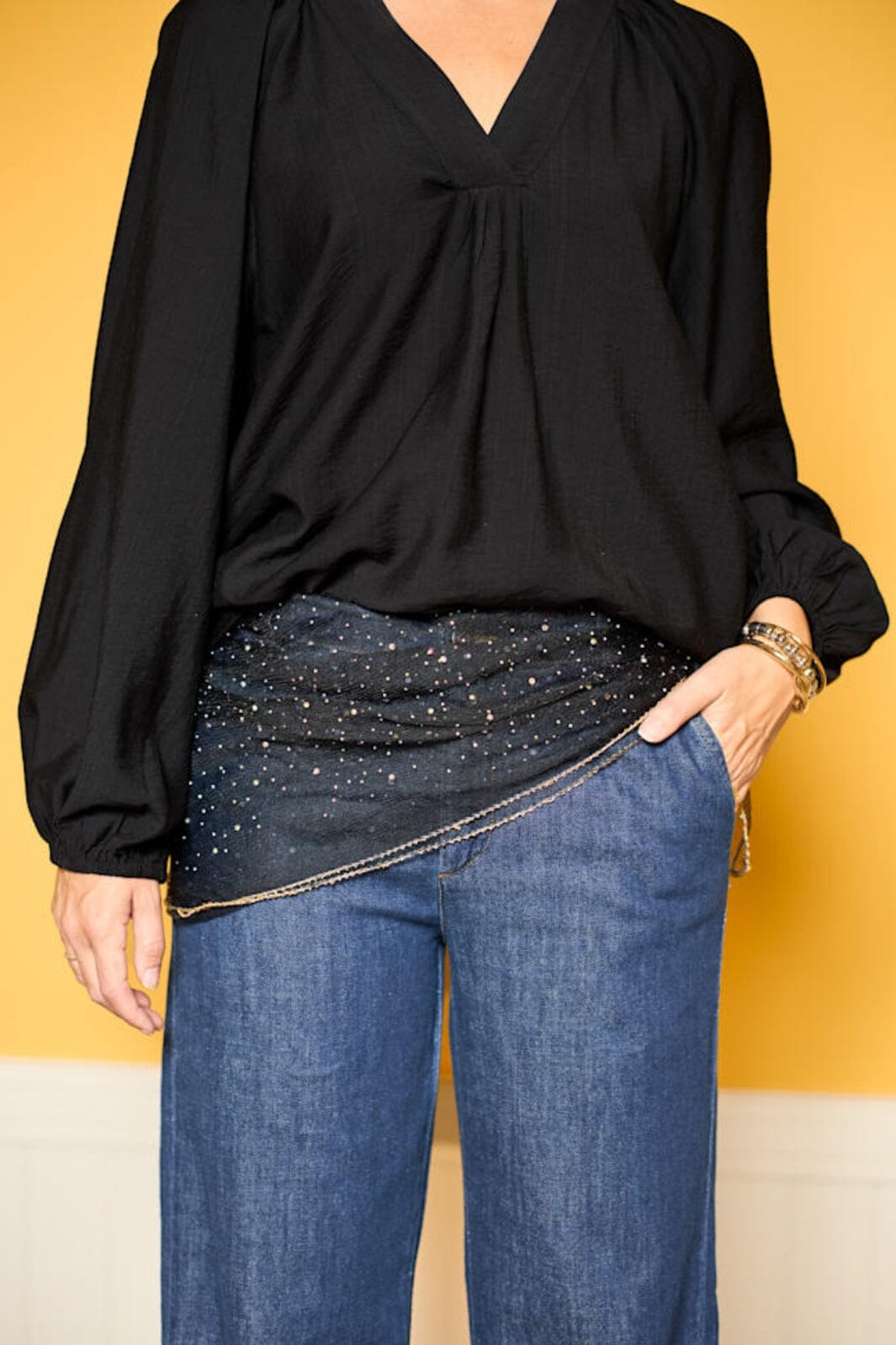 Black Colour - Bcardenia Mini Scarf W/Stones 3646 - Black Tørklæder