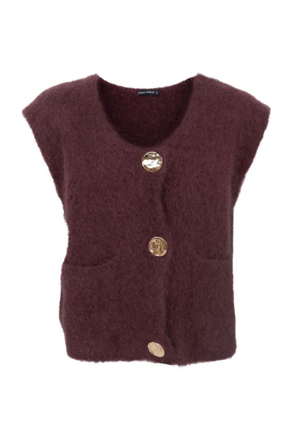 Black Colour - Bcbjoerk Knitted Button Vest 1217 - Coffee Strikbluser