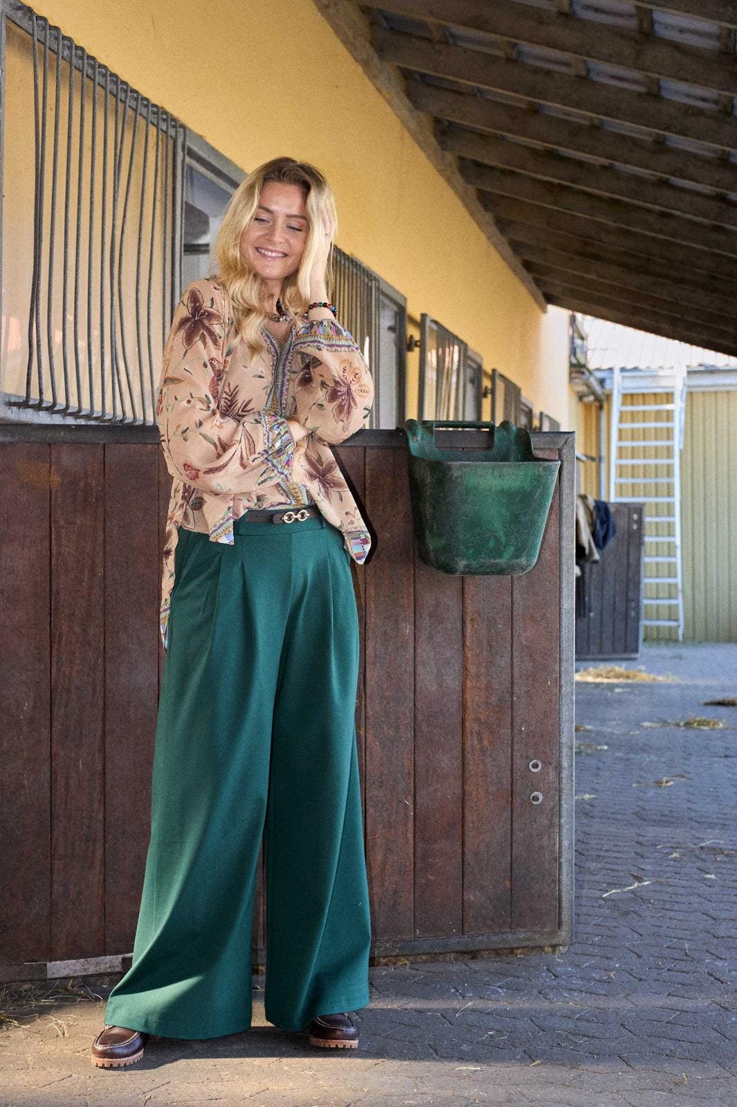 Black Colour - Bcdavi Wideleg Pant 40974 - Bottle Green Bukser