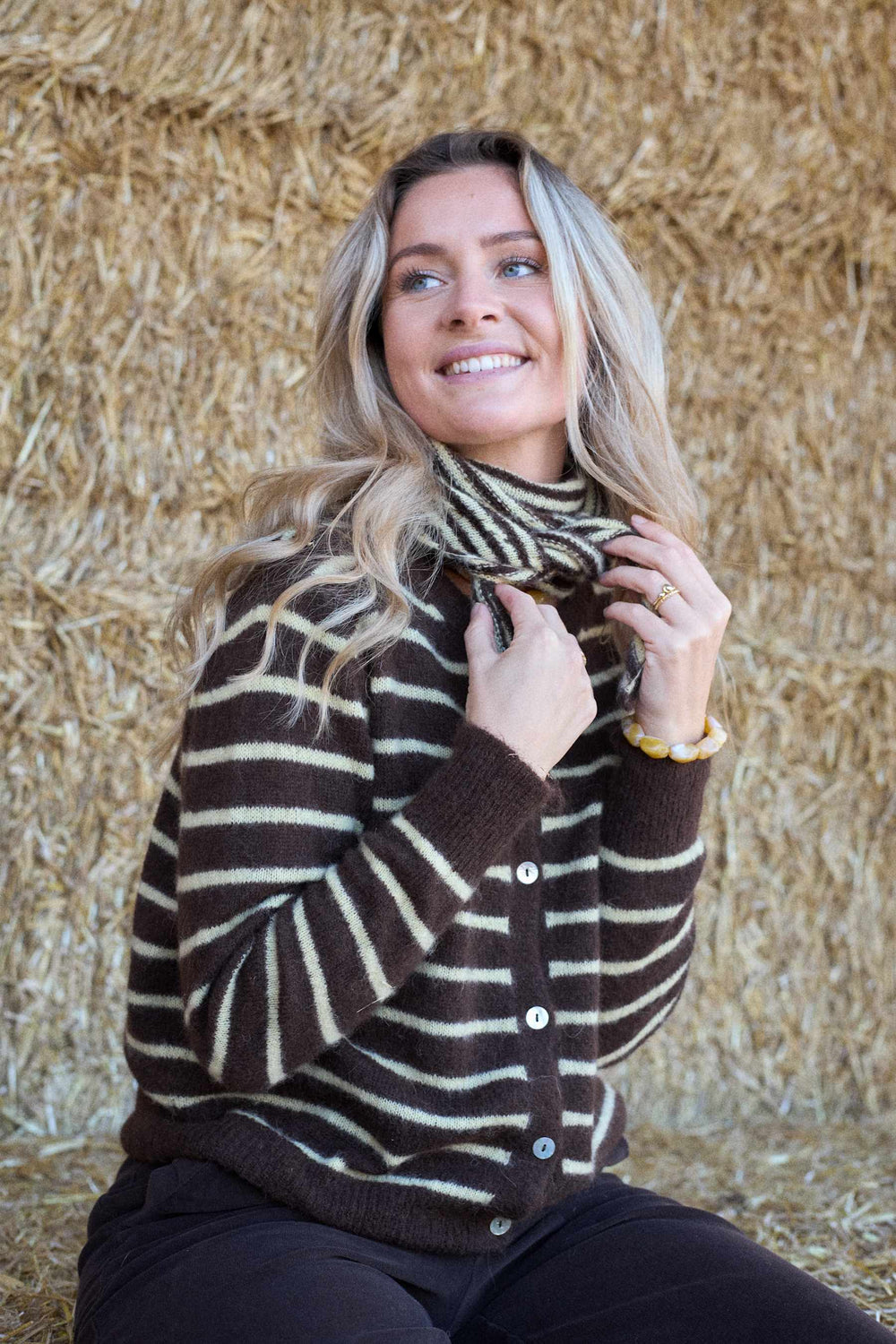 Black Colour - Bcdell Mini Stripe Scarf 208394 - Mocca Tørklæder