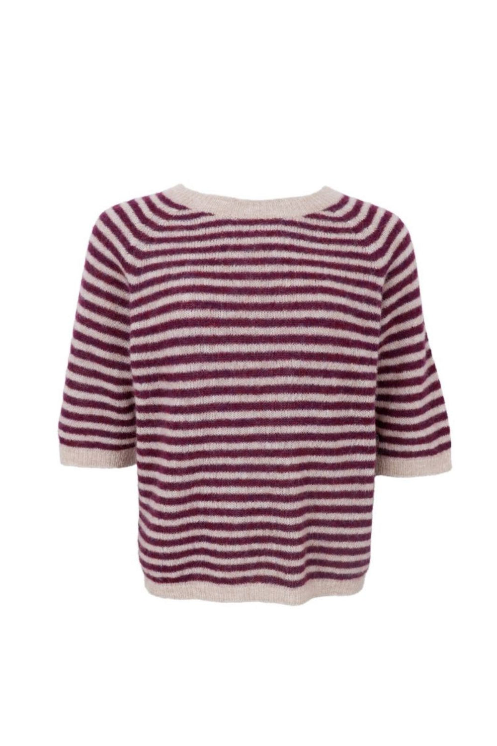 Black Colour - Bcdell Striped Jumper 1214 - Plum Strikbluser