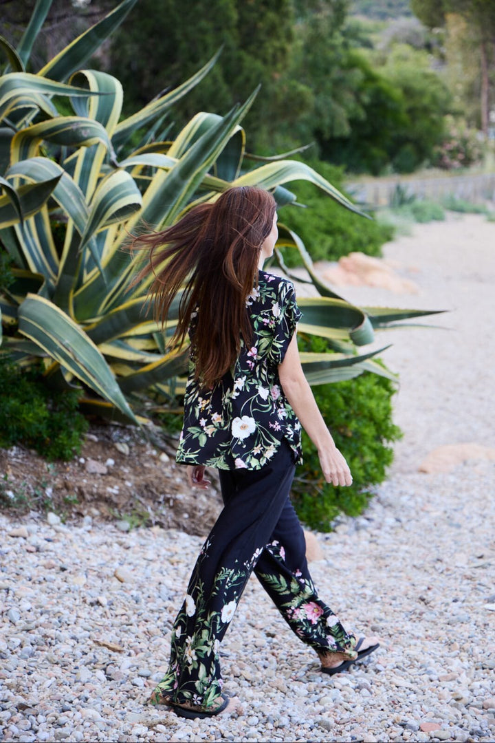 Black Colour - Bczennia Pant 40915 - Black Flower