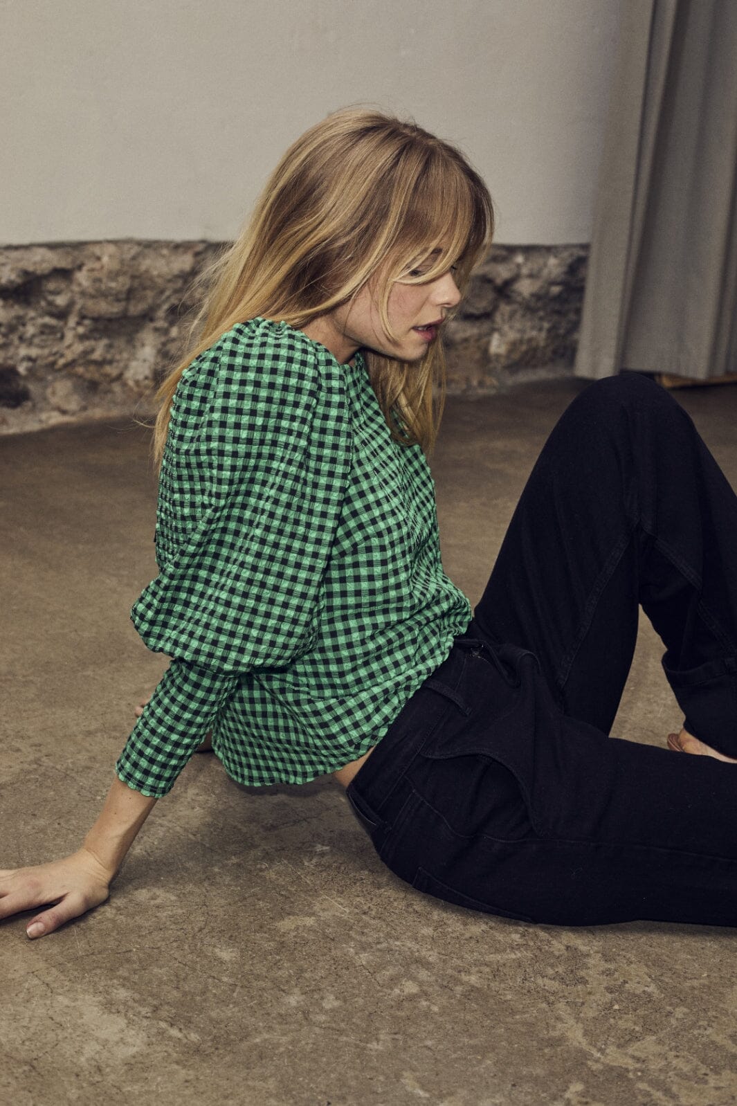 Co´couture - Calebcc Check Bow Blouse 35627 - 34 Green Skjorter