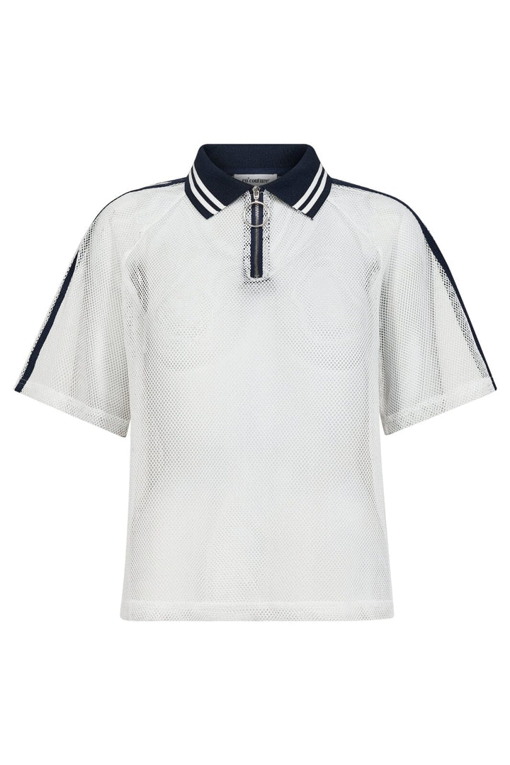 Co´Couture - Cococc Mesh Polo Tee 33157 - 40120 - Whitenavy