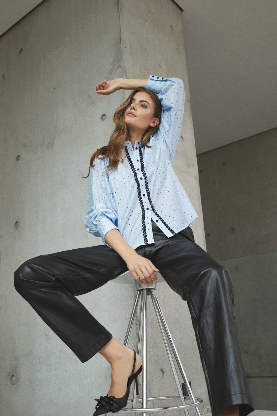 Co´Couture - Dallycc Dot Shirt 45008 - 23 - Pale Blue