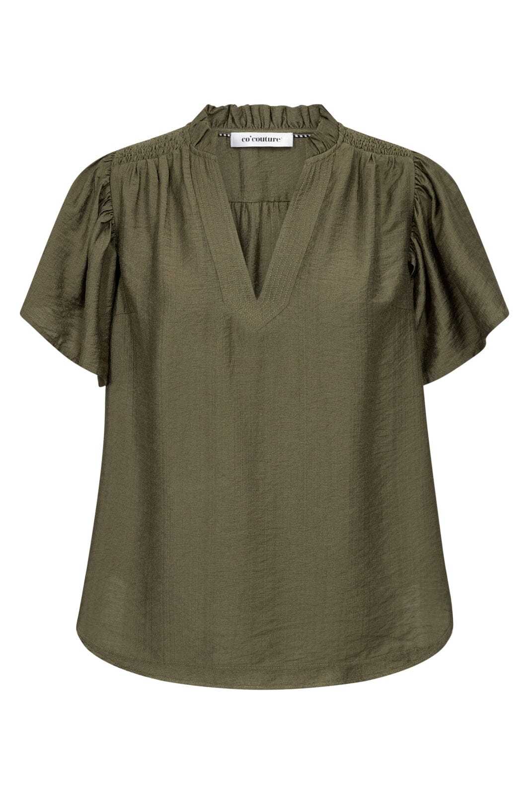 Co´Couture - Heracc Ss Frill Top 35703 - 7555 - Army