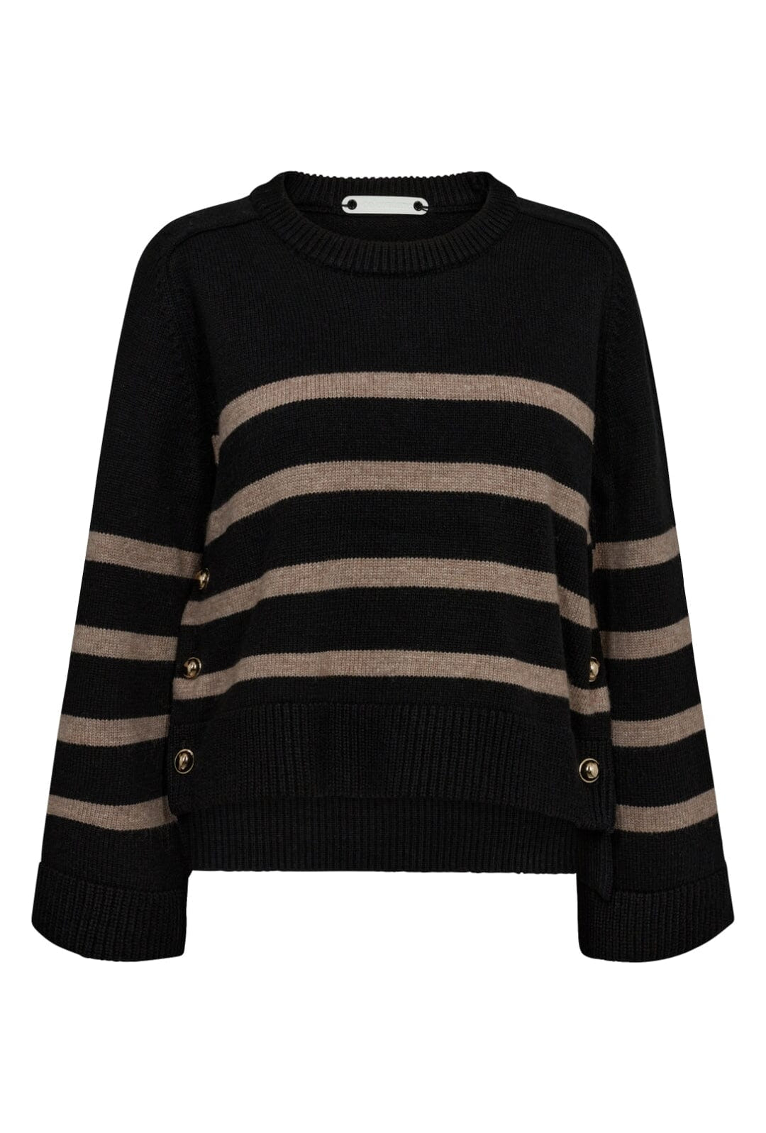Co´couture - Majacc O-Button Stripe Knit 32148 - 96 Black Strikbluser