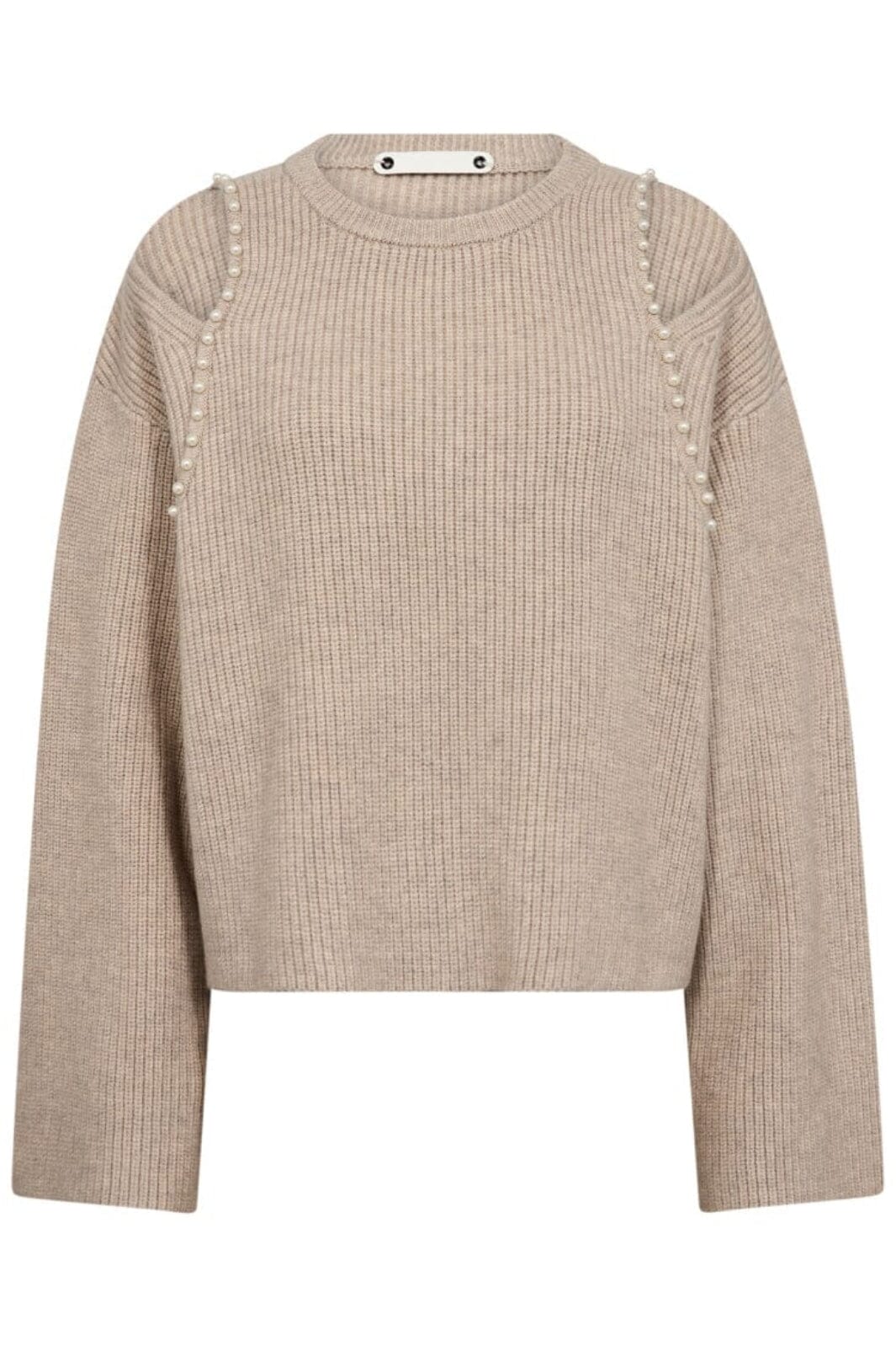 Co´Couture - Rowcc Rib Pearl Knit 32216 - 199 - Bone Strikbluser
