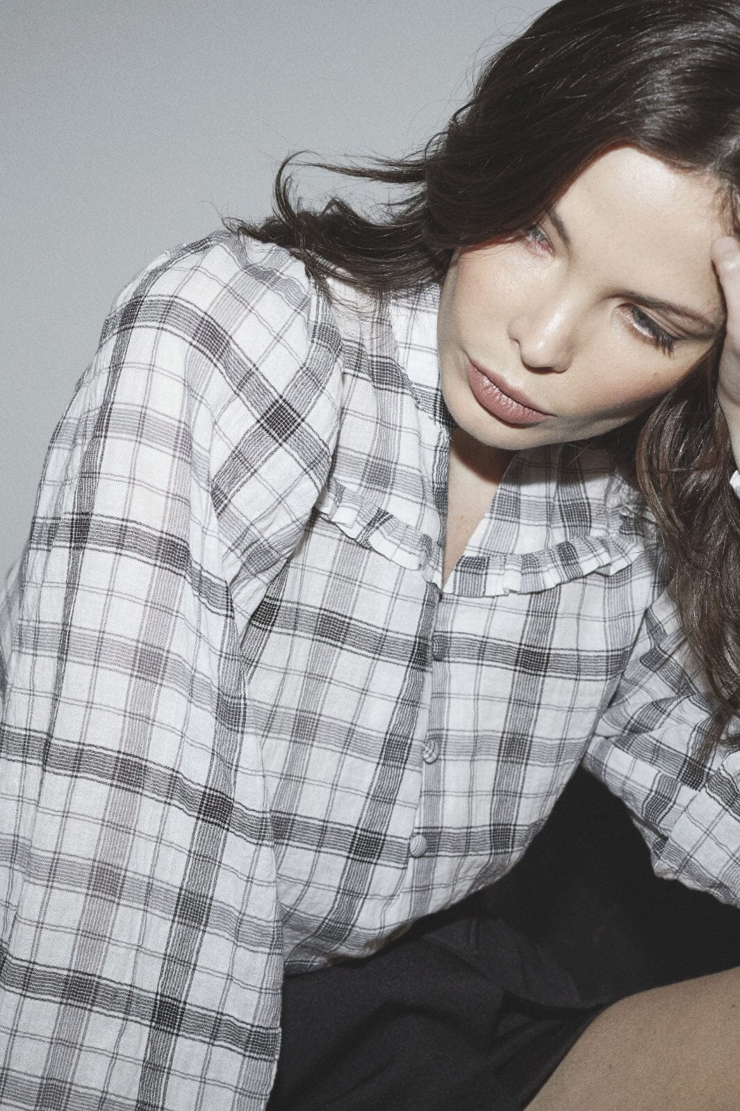 Co´Couture - Sally Check V-Blouse 35882 - 11 - Off White