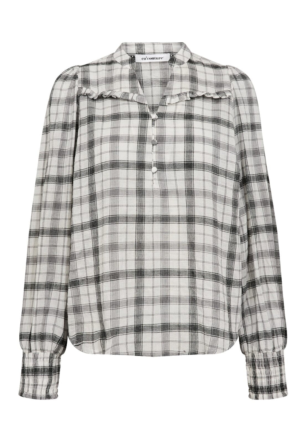 Co´Couture - Sally Check V-Blouse 35882 - 11 - Off White