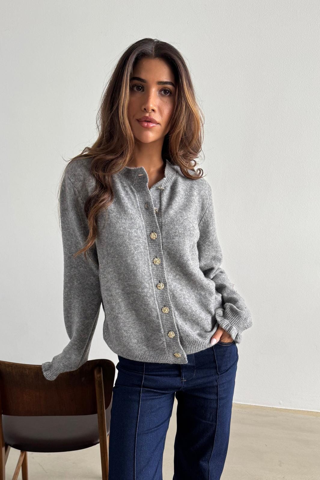Continue - Sisse Gold 15054 - Grey Cardigans