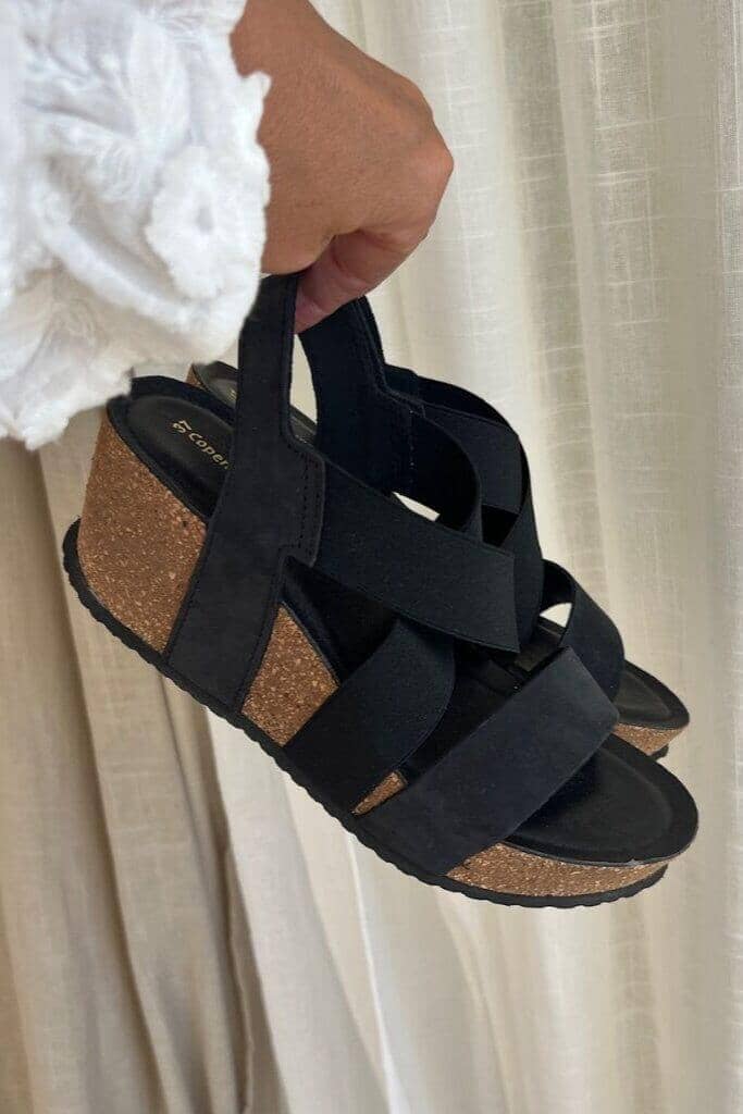 Copenhagen Shoes - Stacia Nubuch CS8609 - 634 - Black / Black Elast. Sandaler
