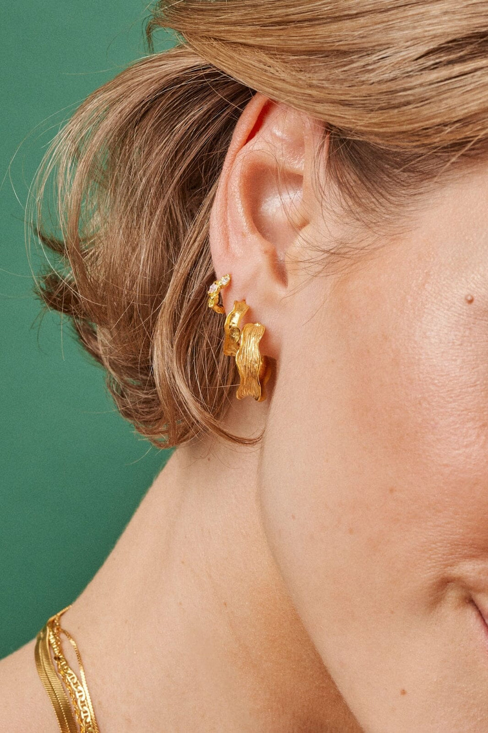 Enamel Copenhagen - Hoops, Laia - Clear/Light Pink/Light Apple Green Cz Øreringe