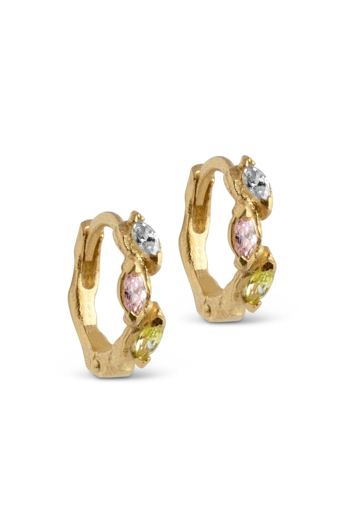 Enamel Copenhagen - Hoops, Laia - Clear/Light Pink/Light Apple Green Cz Øreringe