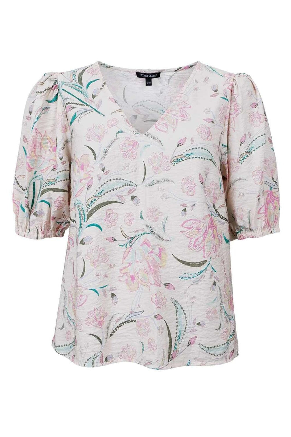 Black Colour - Bccassandra Ss Blouse 40882 - Off White Rose