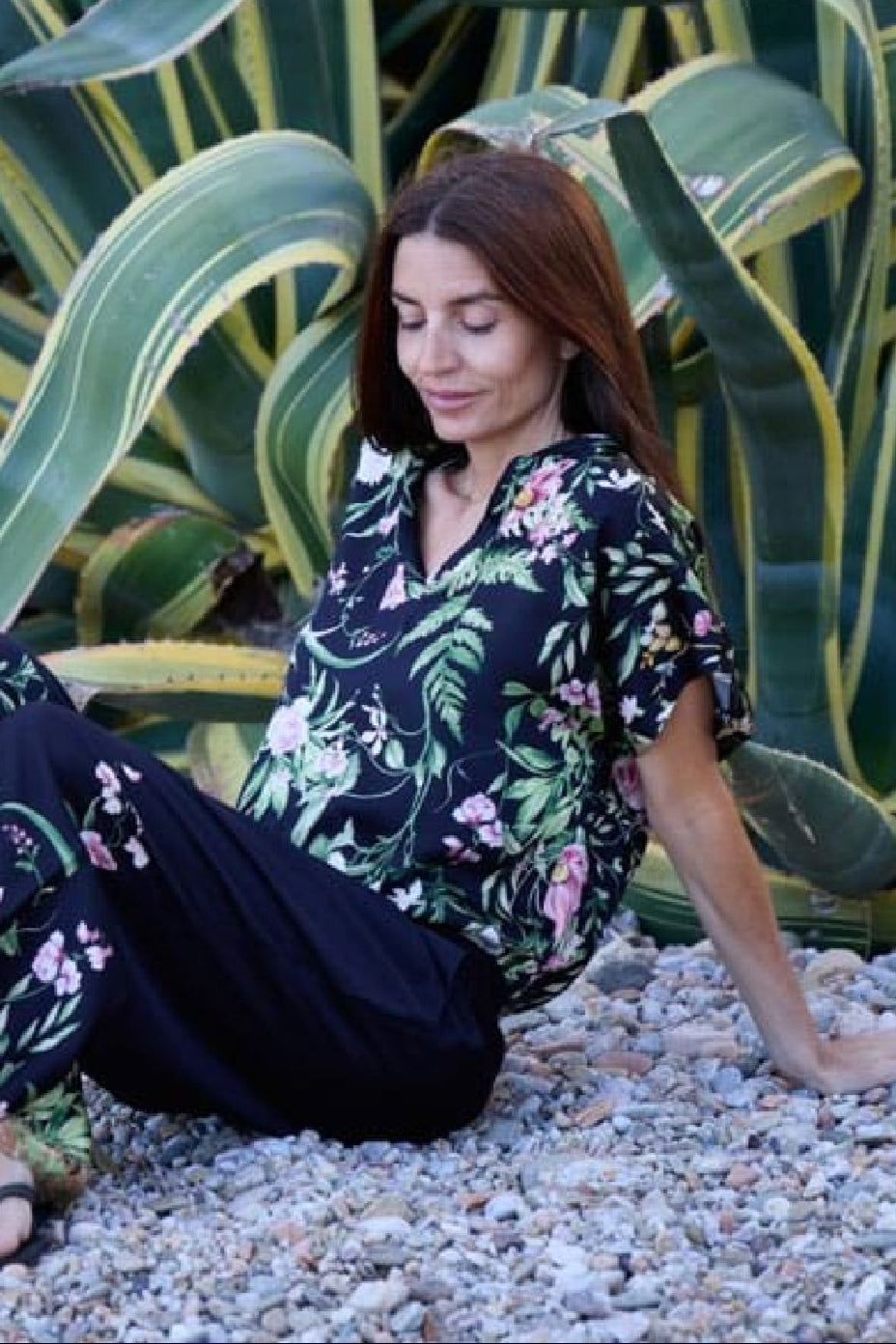 Black Colour - Bczennia Blouse 40916 - Black Flower