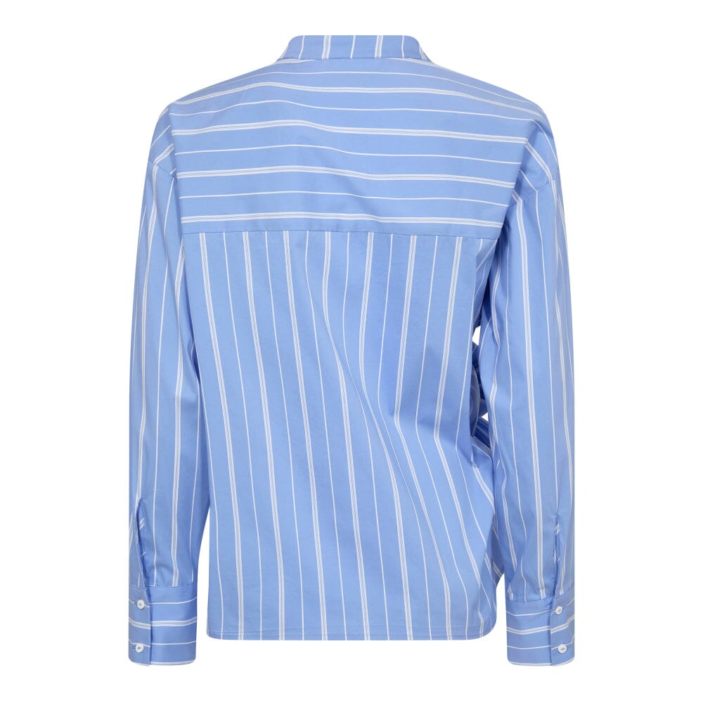 Forudbestilling - Co´Couture - Shiracc Stripe Bow V-Blouse 35706 - 23 Pale Blue Bluser