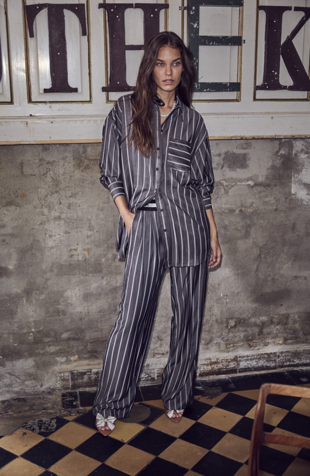 Forudbestilling - Co´couture - Suecc Stripe Oversize Shirt 35696 - 96 Black Skjorter