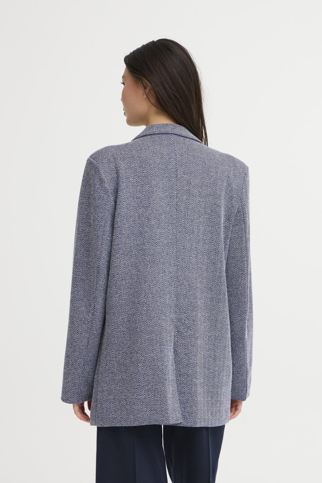 Ichi - Ihkate Jacquard Oversize Bl 20121605 - 900000478 - Patriot Blue Herringbone