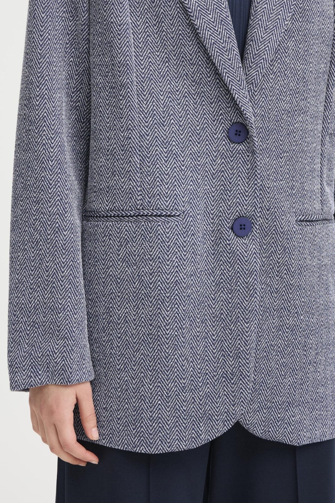 Ichi - Ihkate Jacquard Oversize Bl 20121605 - 900000478 - Patriot Blue Herringbone