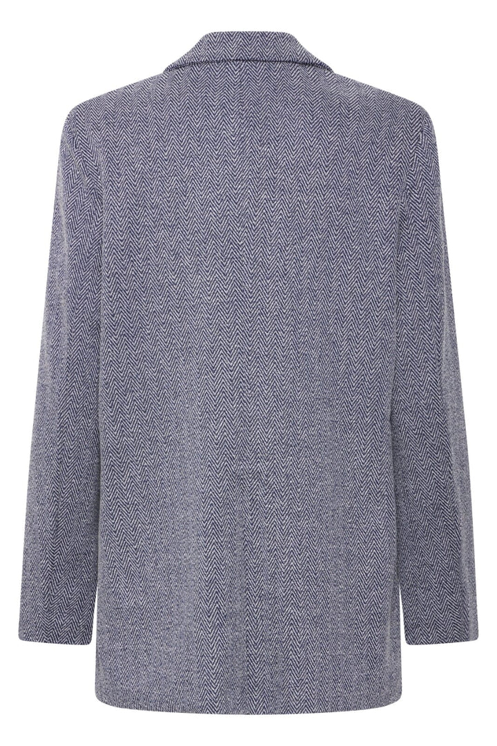 Ichi - Ihkate Jacquard Oversize Bl 20121605 - 900000478 - Patriot Blue Herringbone