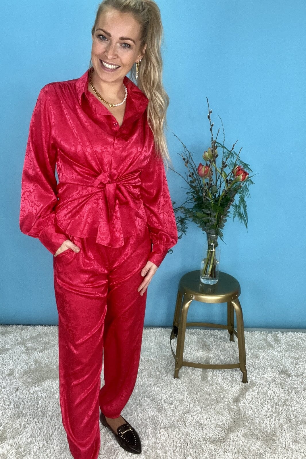 Forudbestilling - Karmamia - Lee Shirt - Cerise Paisley Jacquard (Februar) Skjorter