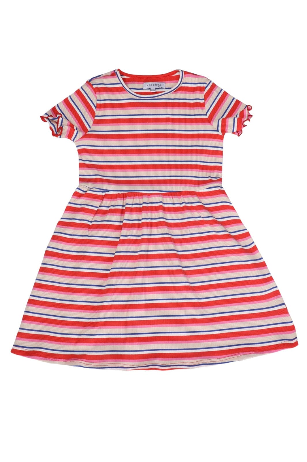 Liberte Ami - Natalia-Ss-Dress-Kids 21233 - Creme Orange Blue Stripe