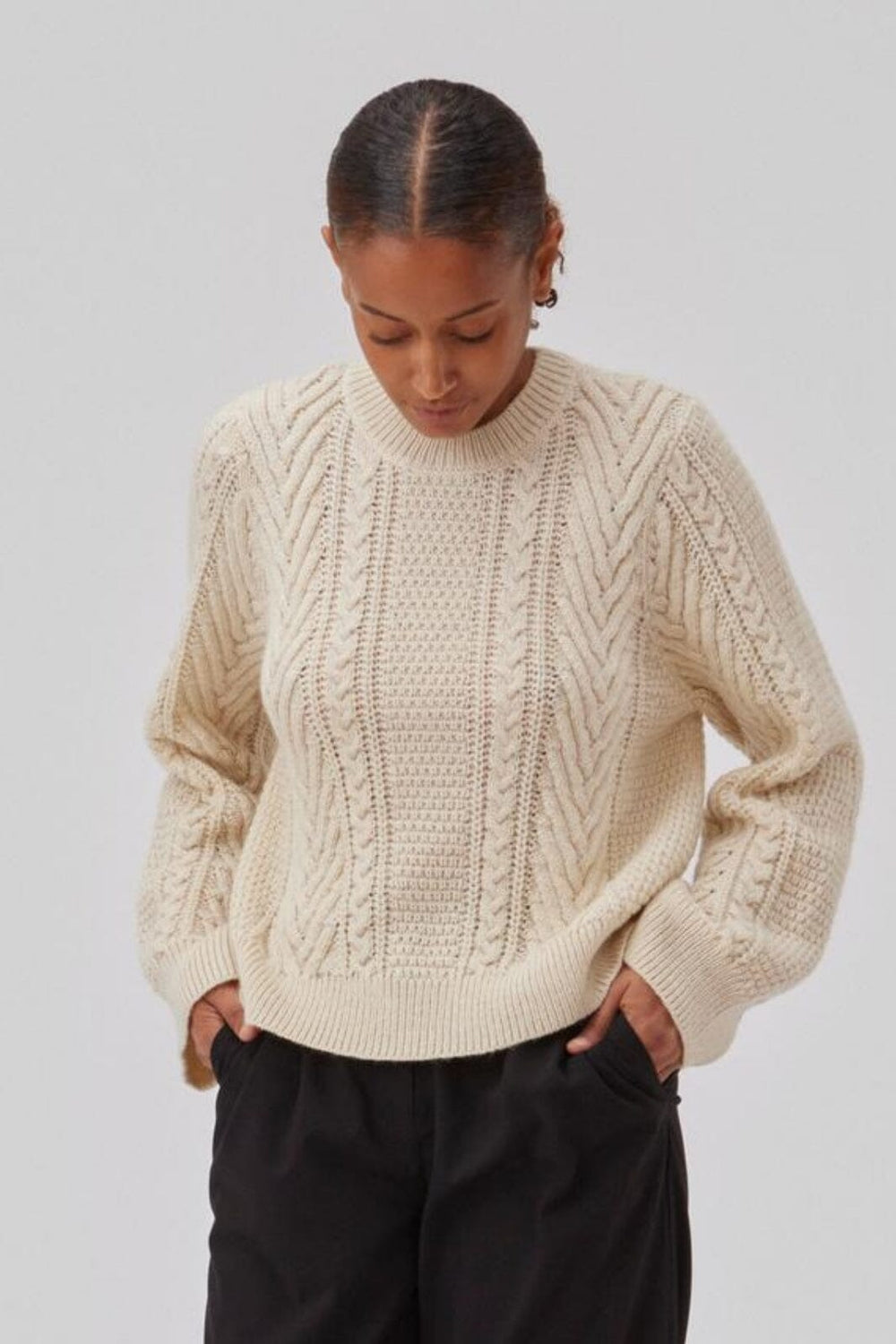 Forudbestilling - Modström - Grannonmd O-Neck - 12 Vanilla Ice Strikbluser