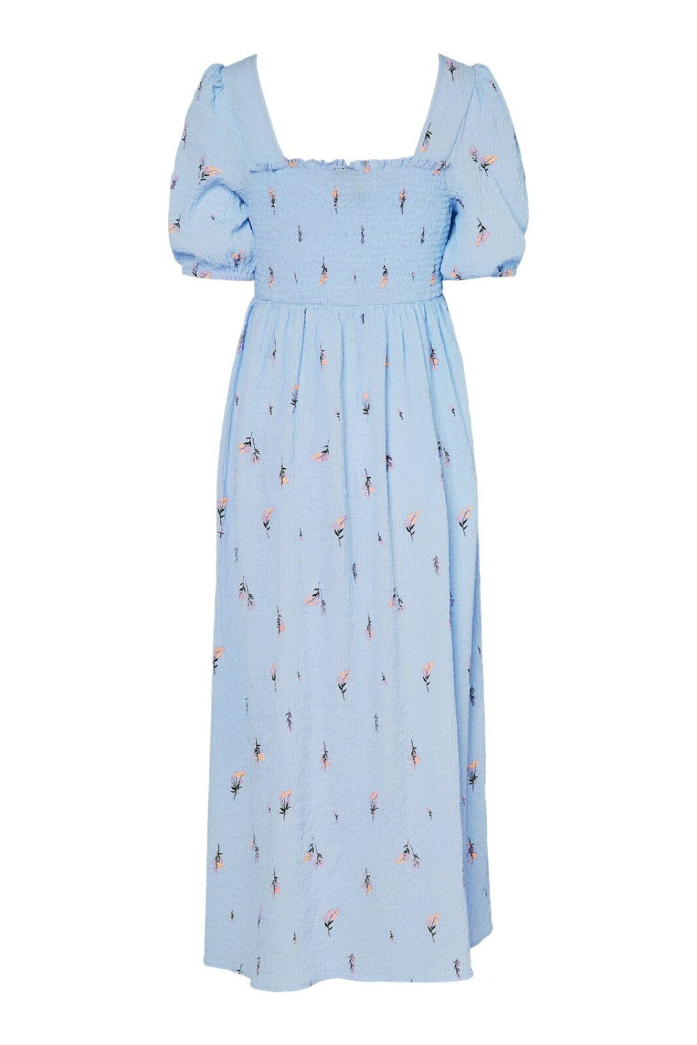 Pieces - Pcjeo Ss Square Neck Midi Dress - 4952980 Cashmere Blue Flowers