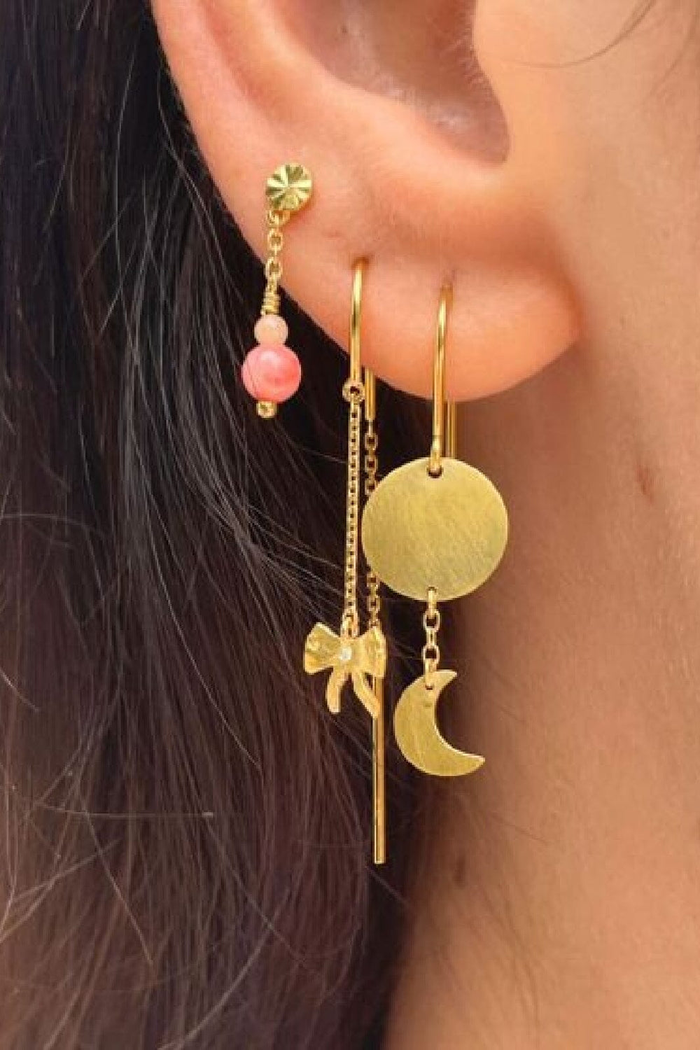 Forudbestilling - Stine A - Sun And Moon Earring - Single - 1359-02 Øreringe