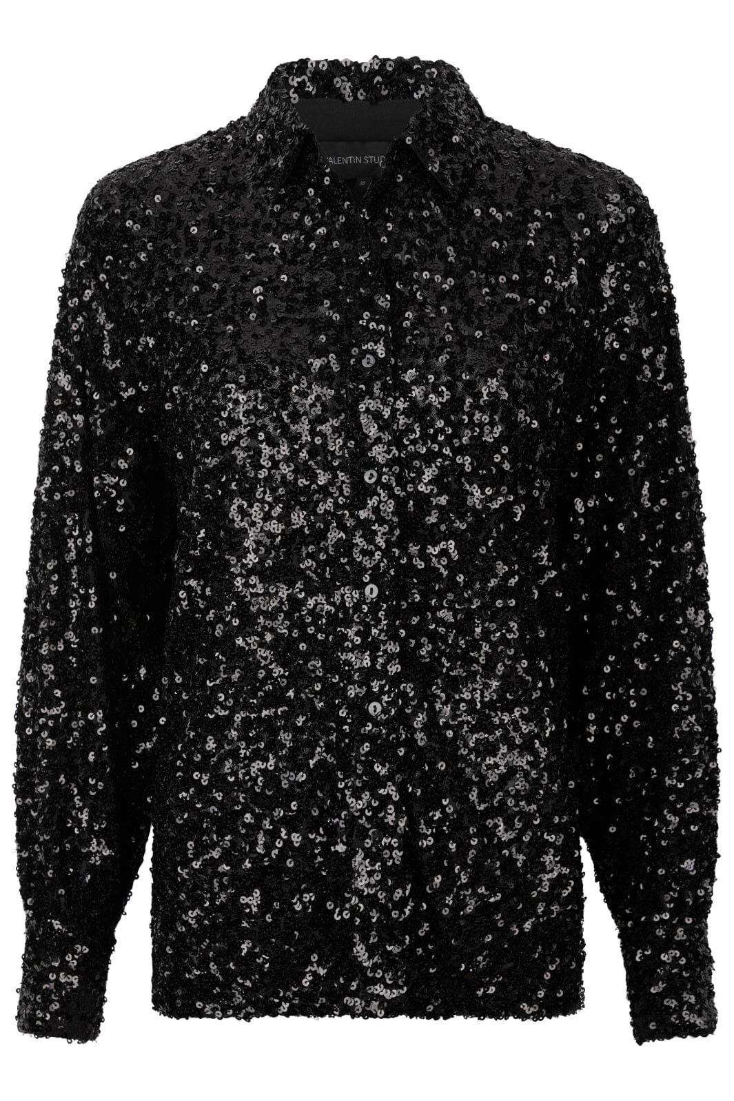 Forudbestilling - Valentin Studio - Classy Sequins Shirt 163336 - 100 - Black Skjorter