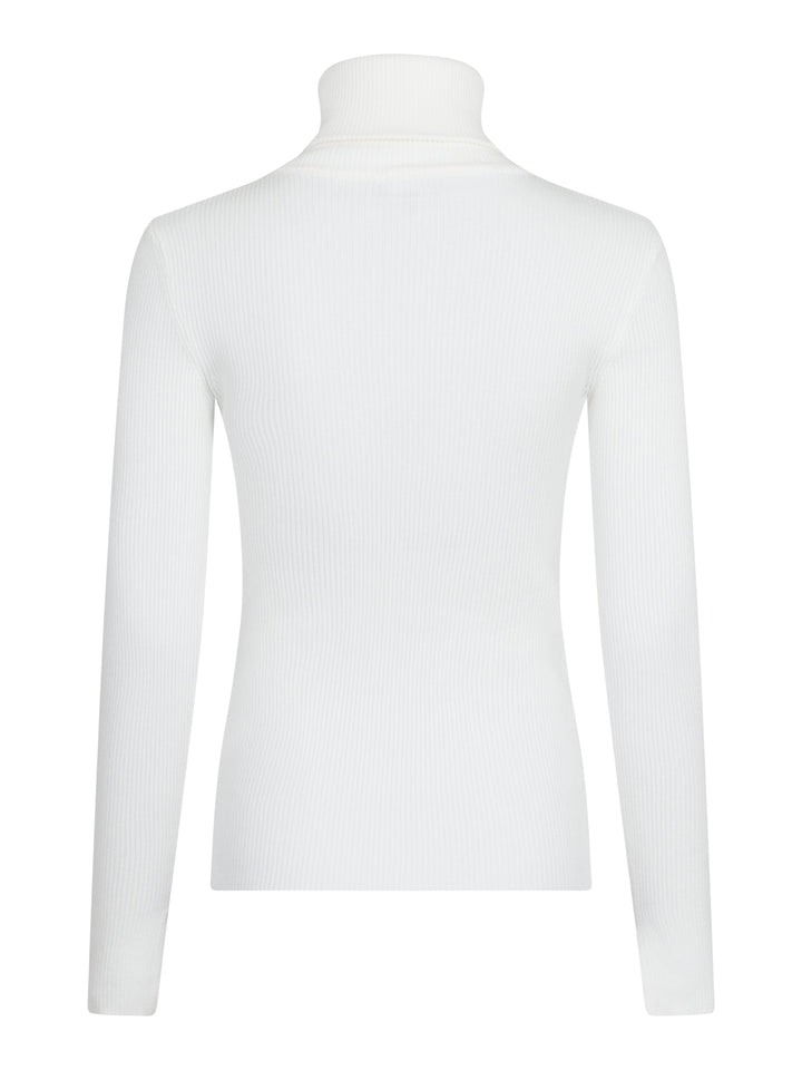 Forudbestilling - Valentin Studio - Gold Button Knit Roll Blouse - Off White Bluser