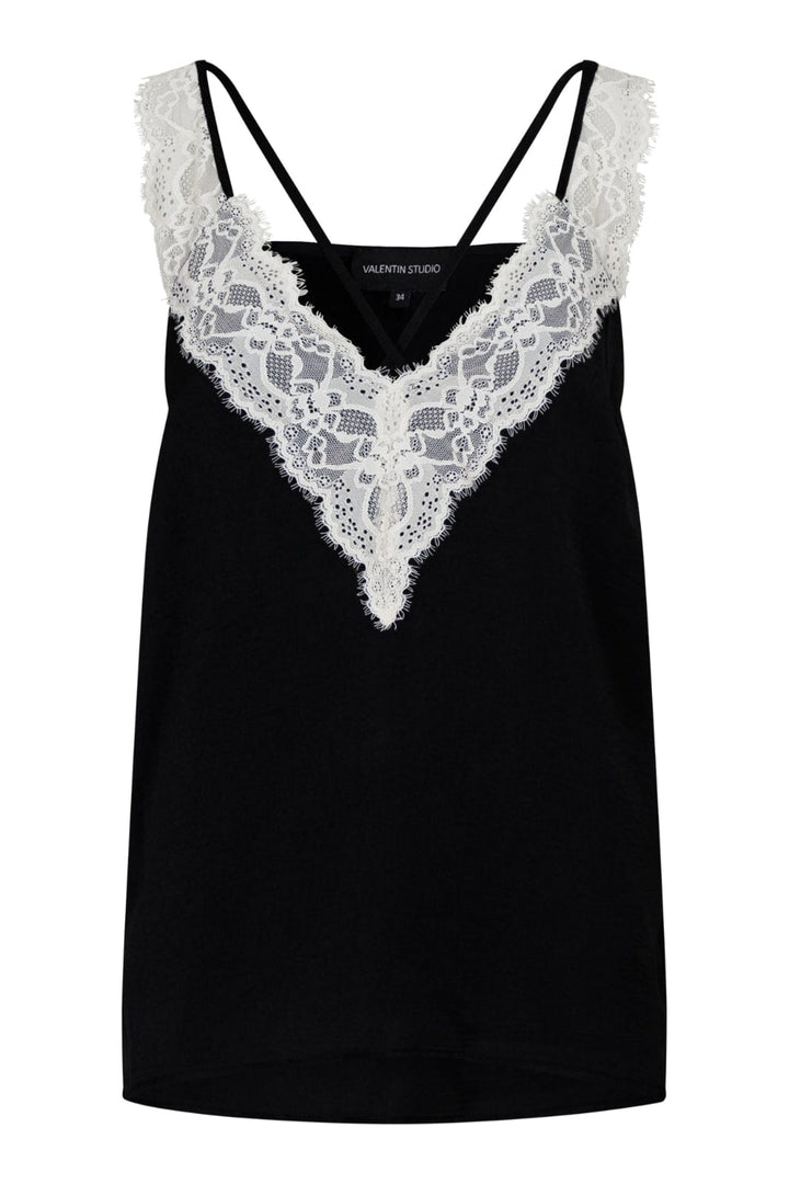 Forudbestilling - Valentin Studio - String Contrast Top - Black (April/Maj) Toppe