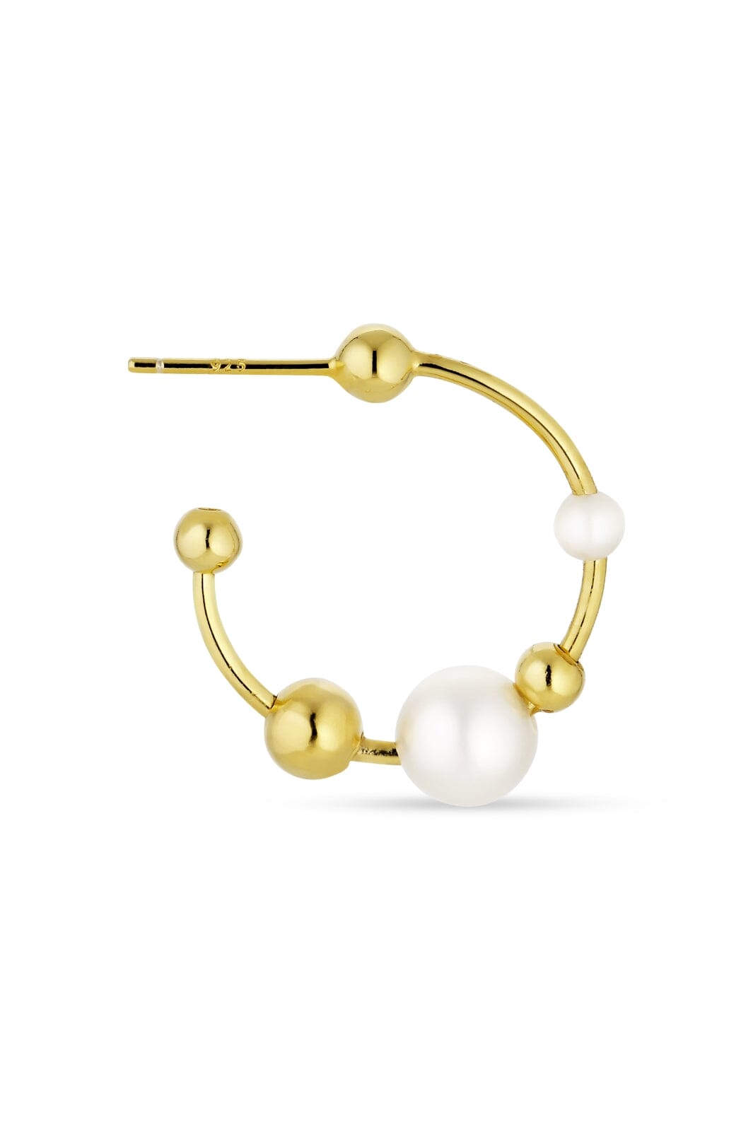 Jane Kønig - Atomic Pearl Hoop - Guld Øreringe