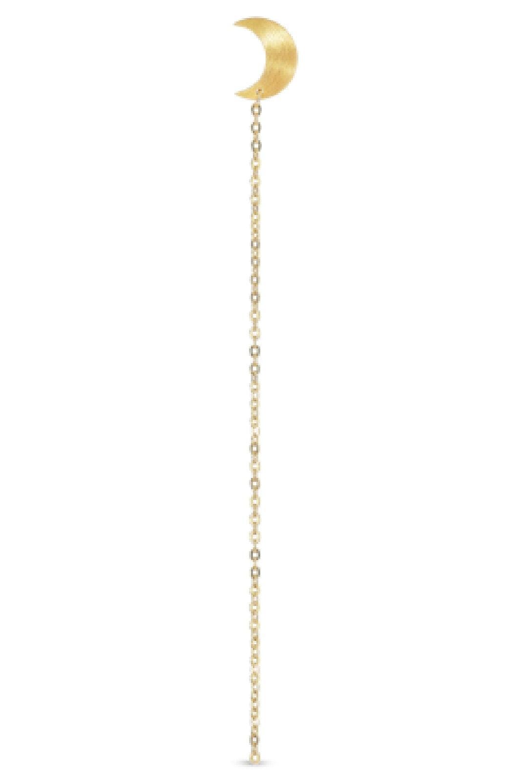 Jane Kønig - Half Moon Chain Stud Right - Gold Øreringe
