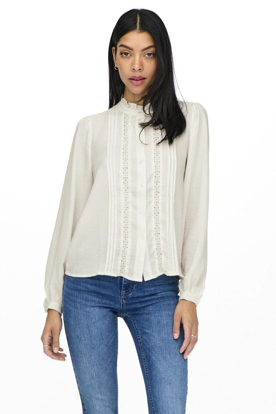JDY - Jdyellis Life L/S Lace Shirt - 3844203 Cloud Dancer