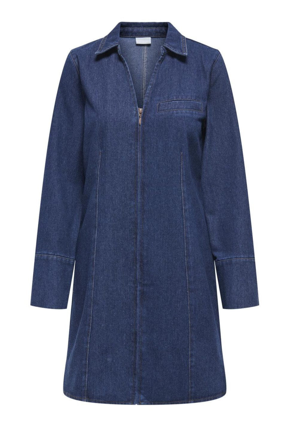 JDY - Jdysally Zip Stitch L/S Dress - 4874354 Dark Blue Denim