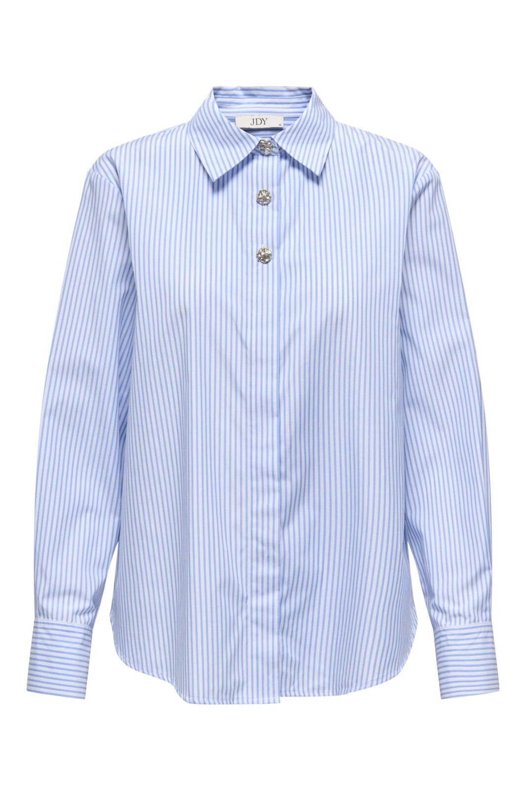 JDY - Jdysoho L/S Loose Striped Shirt - 4950438 White Cashmere Blue