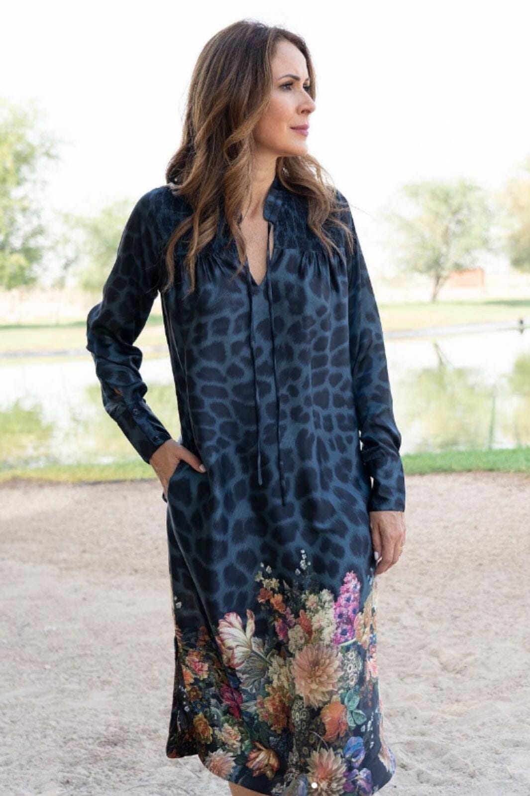 Karmamia - Joelle Dress - Navy Flower Leopard Kjoler