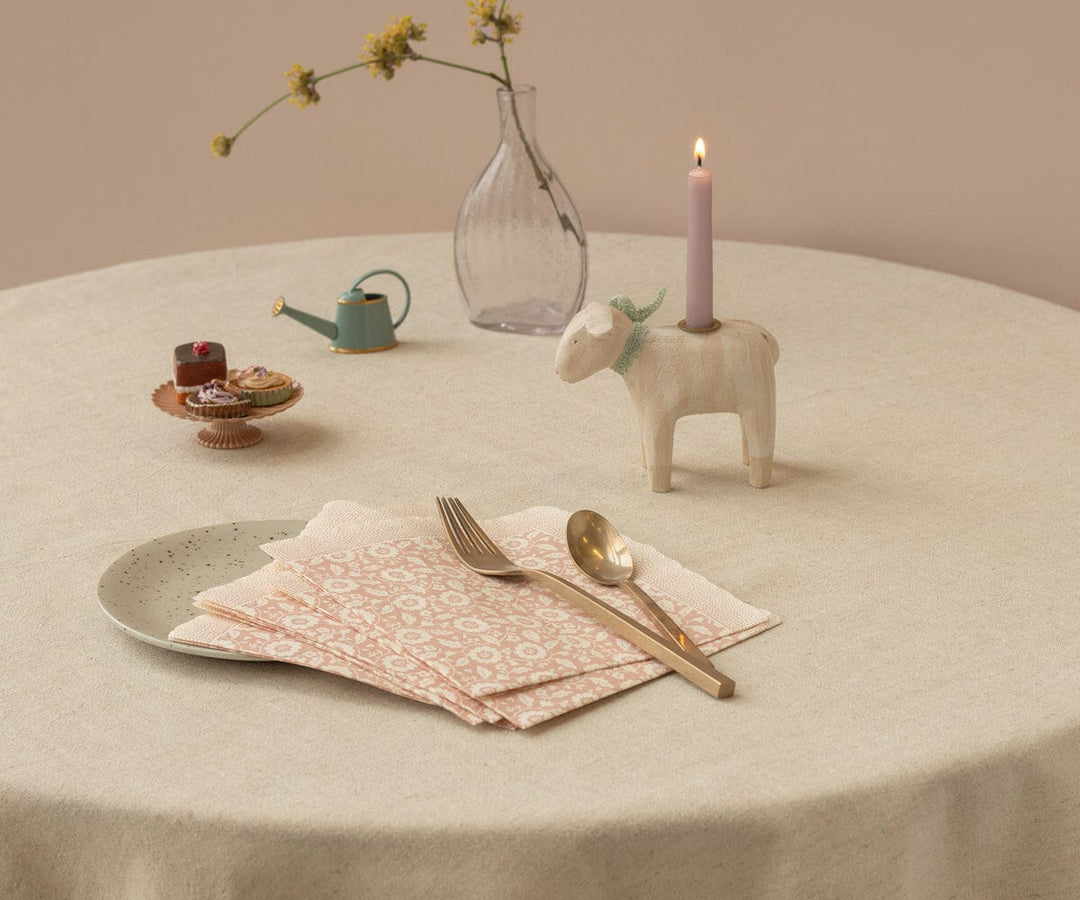 Maileg - Serviet, Blomster - Pudder - 15 Cm X 15 Cm Legetøj