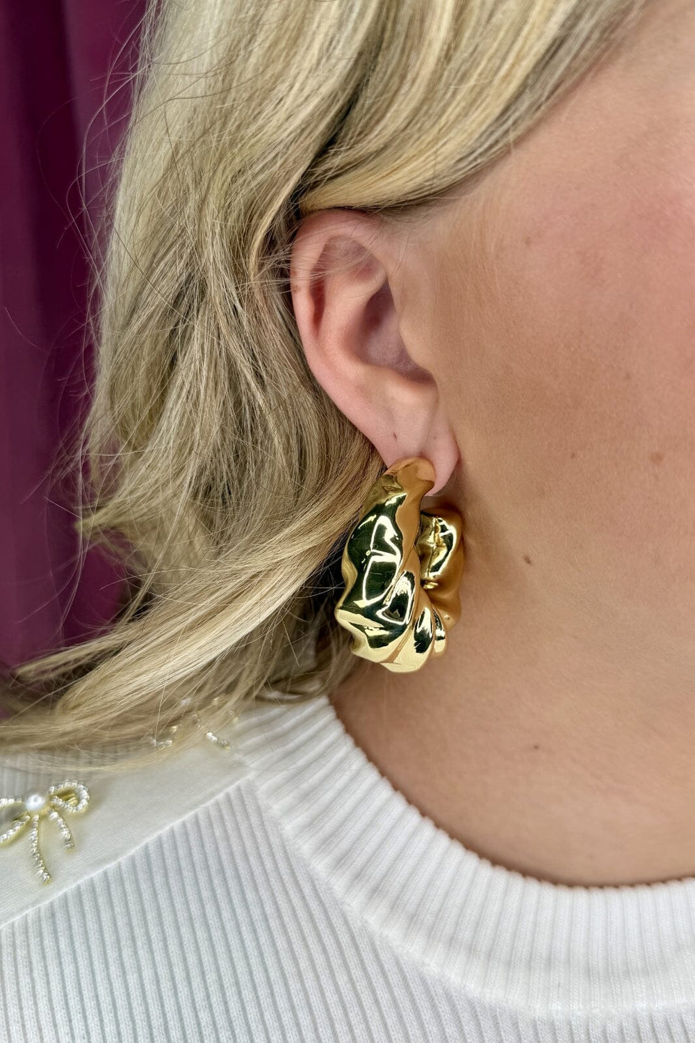 Mellow Moon - Rose Earring - Forgyldt Øreringe