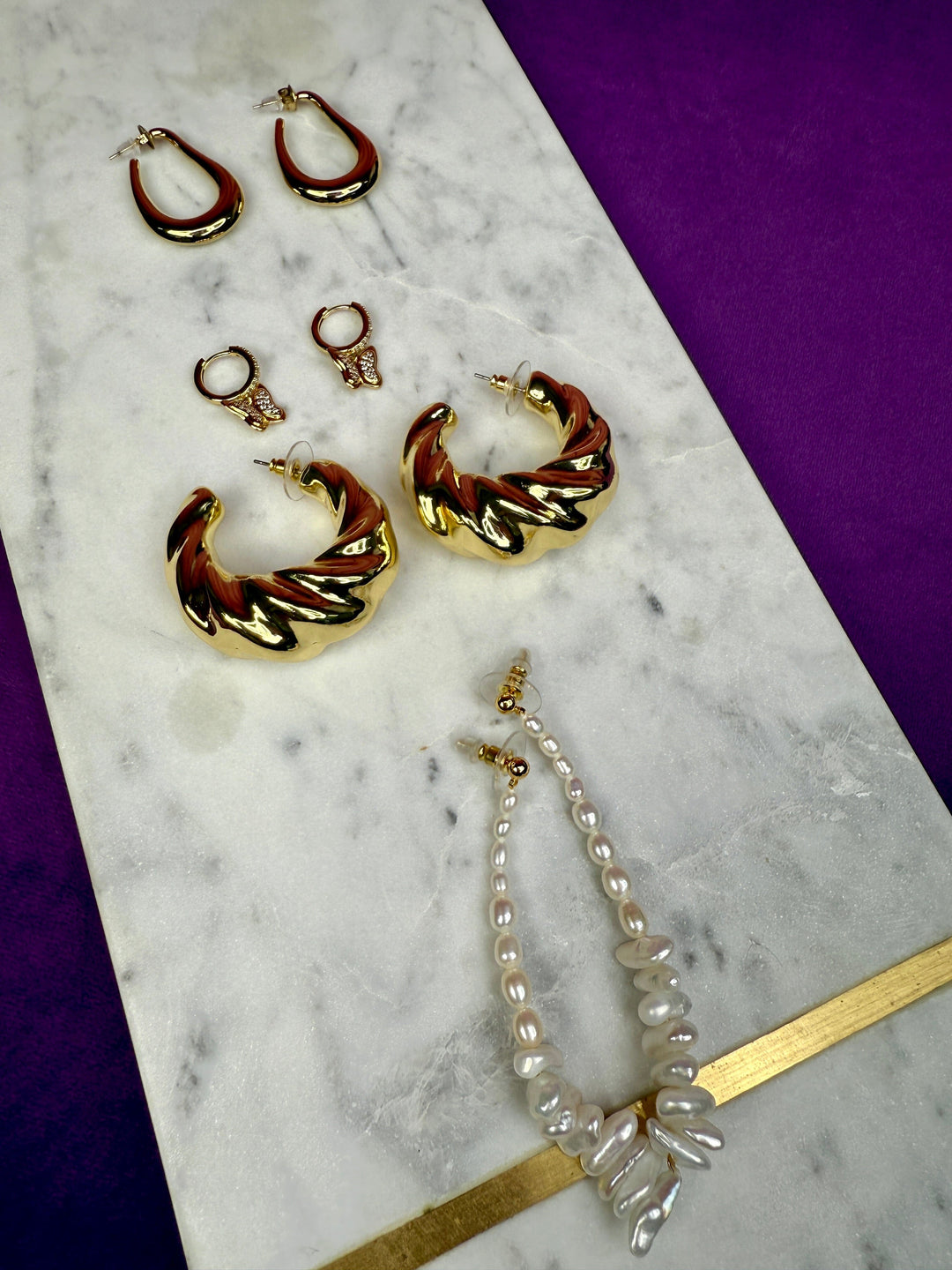 Mellow Moon - Rose Earring - Forgyldt Øreringe