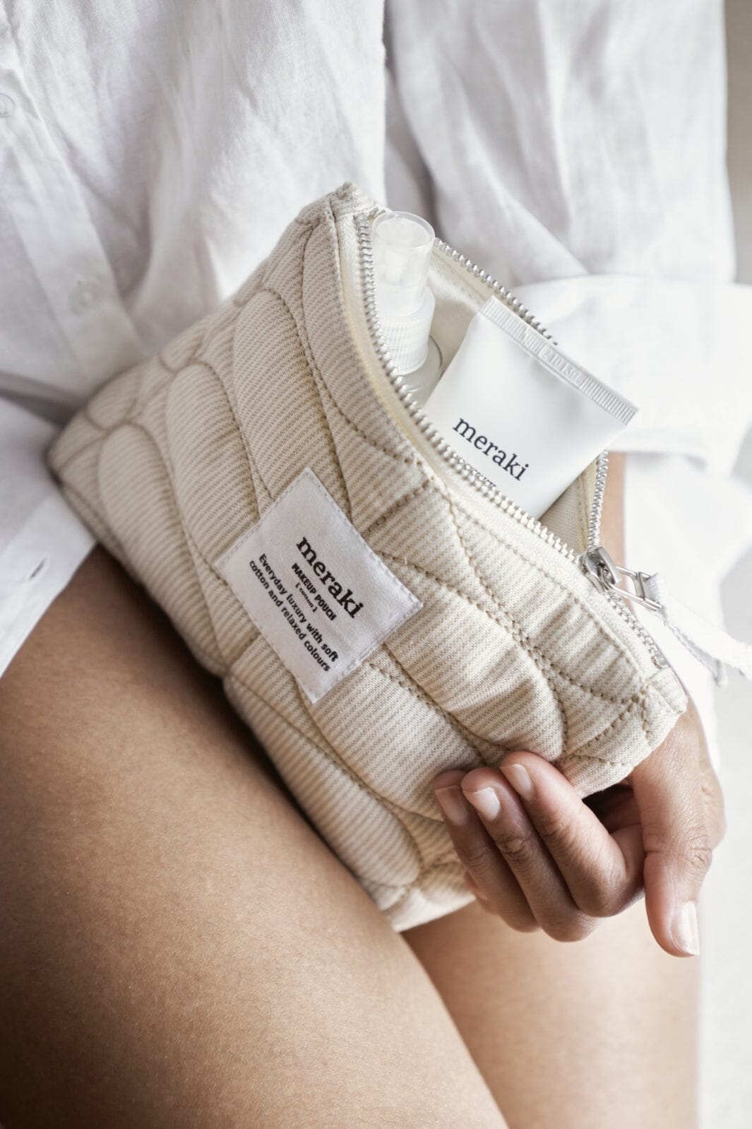 Meraki - Makeup pung, Mentha, Off white/safari - l: 19 cm, w: 2,5 cm, h: 14 cm Toilettasker