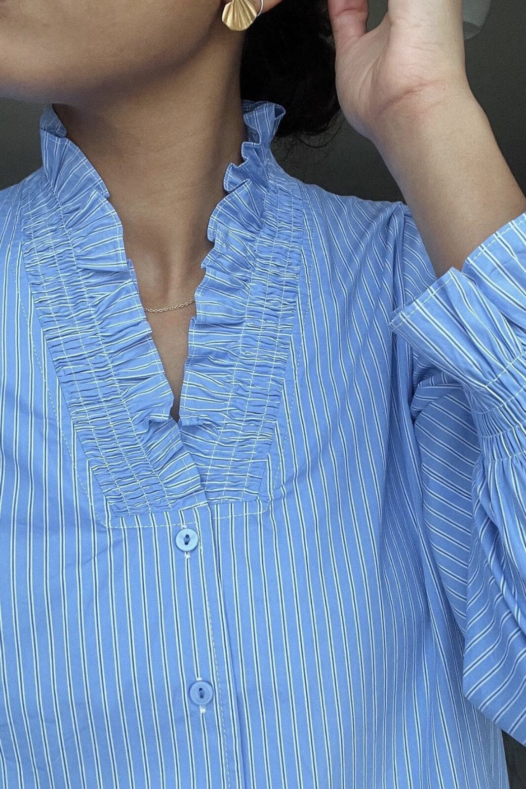 Neo Noir - Brielle Stripe Shirt - Light Blue Skjorter